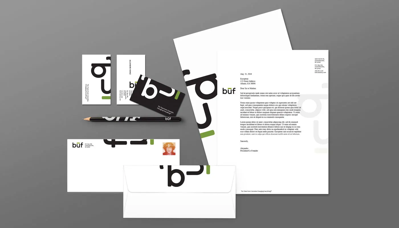 Buf Creamery corporate stationery and branding