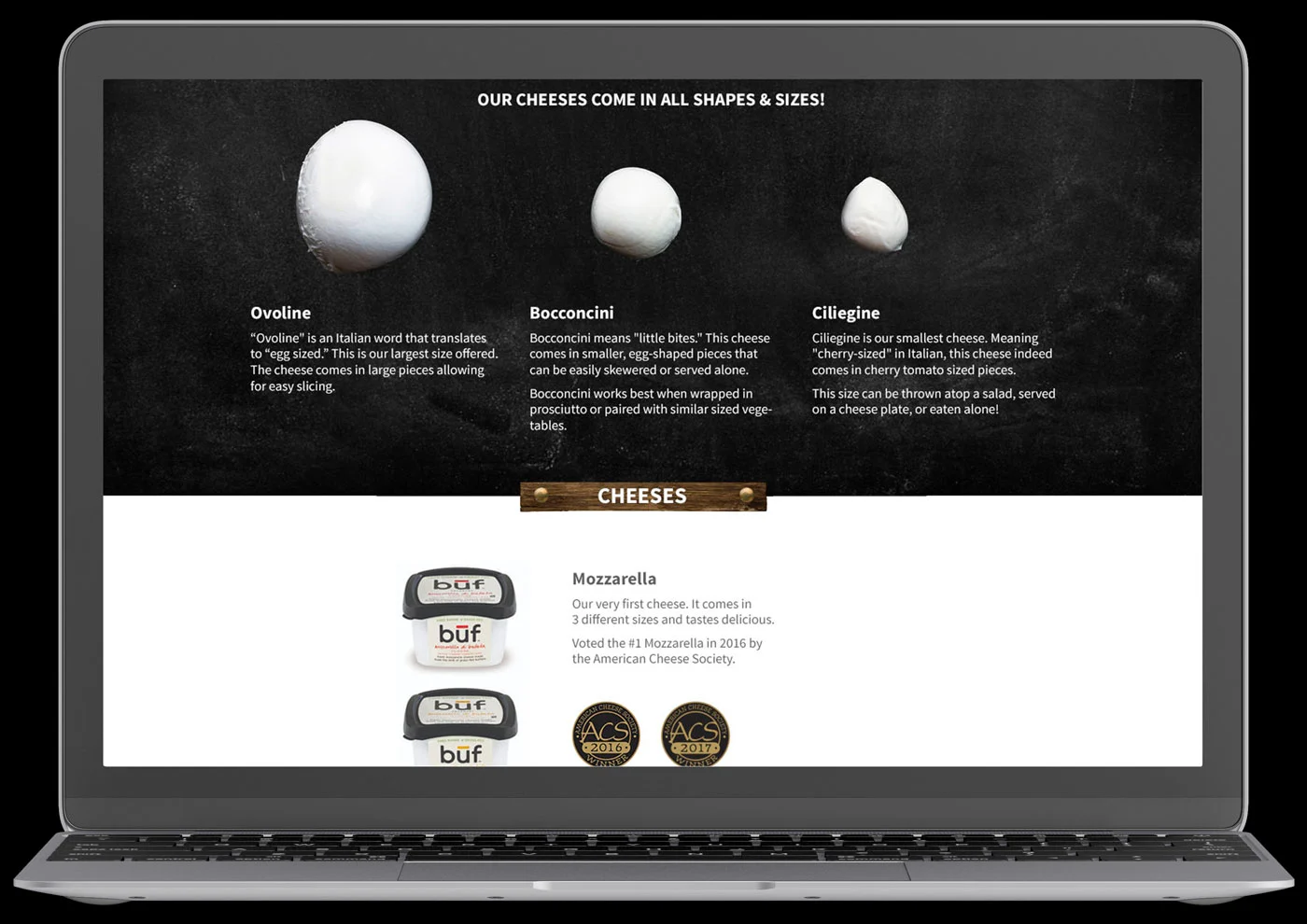 Buf Creamery website design