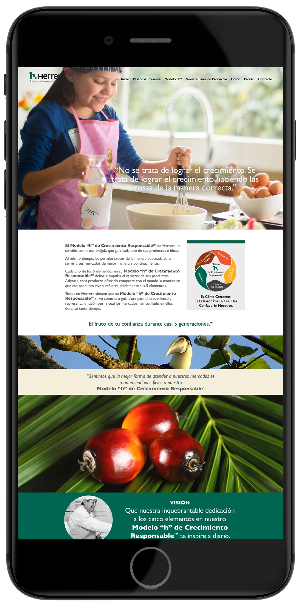 Herrera mobile website homepage