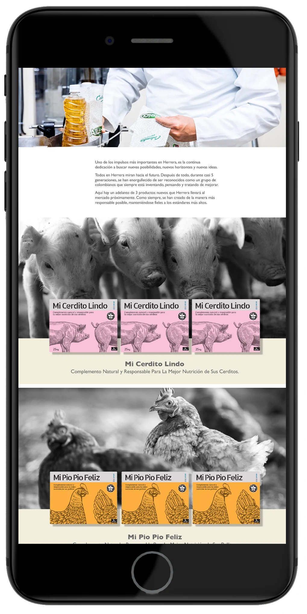 Herrera mobile website product page