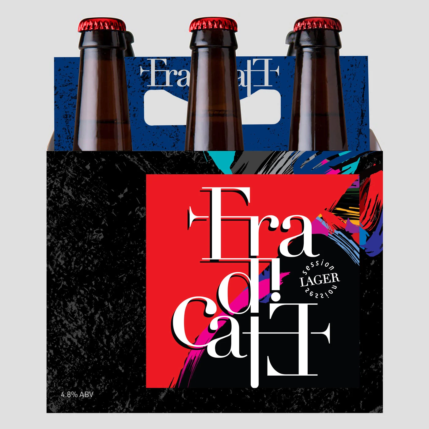 Eradicate beer six pack front packaging design