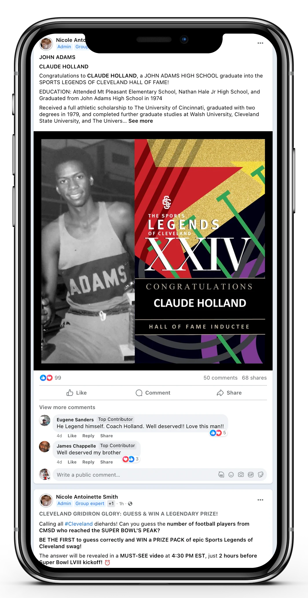 Sports Legends of Cleveland gala branding featuring Claude